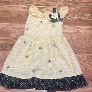 Yellow and White Sundress with One Shoulder Flutter Sleeves